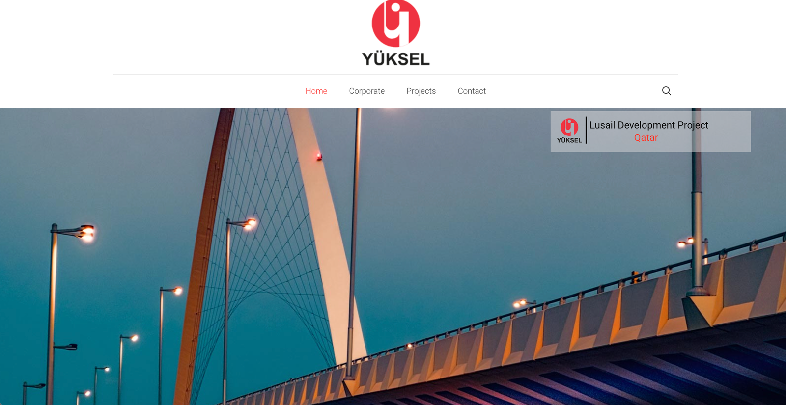 Yuksel corporate website homepage