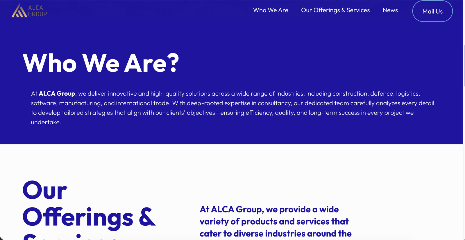 ALCA Group corporate site hosting