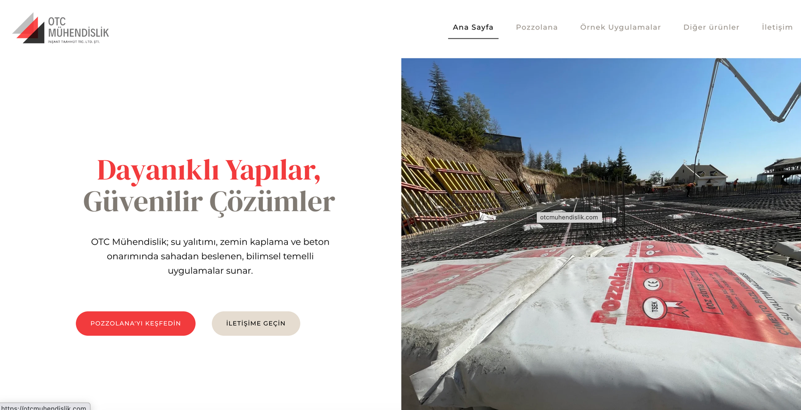 OTC Muhendislik website homepage