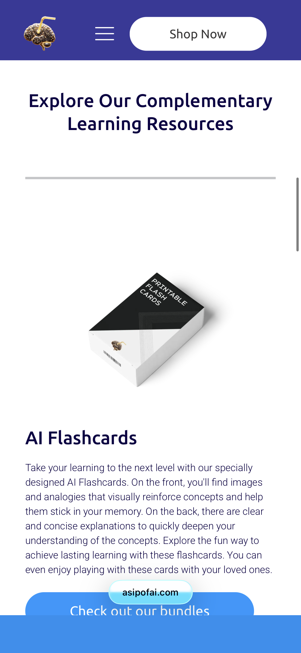 A SIP OF AI learning resources mobile screen